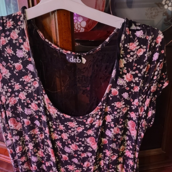 Deb Black and Pink Floral Dress - Picture 3 of 5
